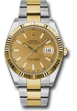 Rolex Steel and Yellow Gold Rolesor Datejust 41 Watch - Fluted Bezel - Champagne Index Dial - Oyster Bracelet - 126333