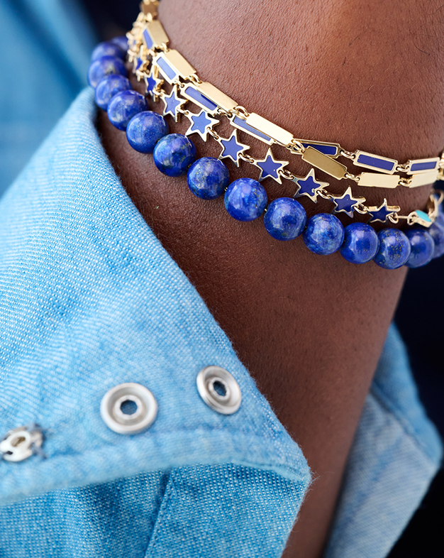 Blu Scarpa lapis star and beaded bracelets