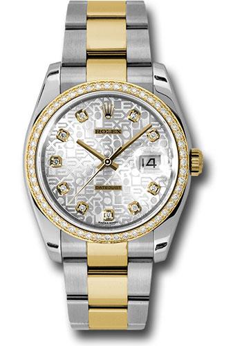 Rolex Steel and Yellow Gold Rolesor Datejust 36 Watch - 52 Diamond Bezel - Silver Jubilee Diamond Dial - Oyster Bracelet - 116243
