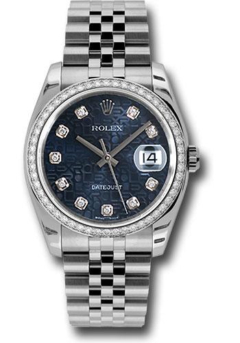 Rolex Steel and White Gold Datejust 36 Watch - 52 Diamond Bezel - Blue Jubilee Diamond Dial - Jubilee Bracelet - 116244