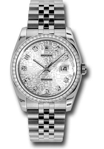 Rolex Steel and White Gold Datejust 36 Watch - 52 Diamond Bezel - Silver Jubilee Diamond Dial - Jubilee Bracelet - 116244