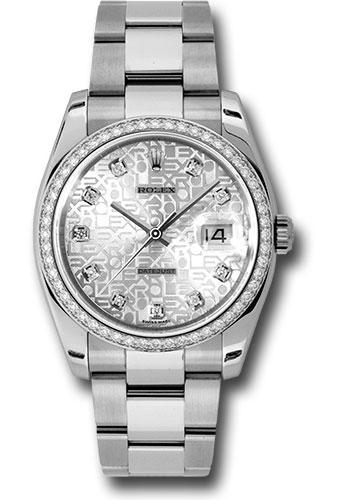Rolex Steel and White Gold Datejust 36 Watch - 52 Diamond Bezel - Silver Jubilee Diamond Dial - Oyster Bracelet - 116244