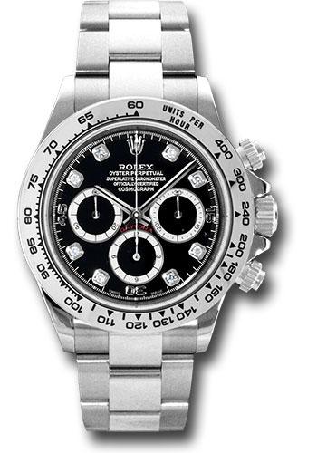 Rolex White Gold Cosmograph Daytona 40 Watch - Black Diamond Dial - 116509