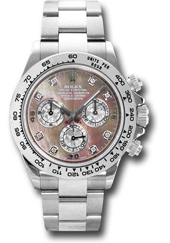 Rolex White Gold Cosmograph Daytona 40 Watch - Dark Mother-Of-Pearl Diamond Dial - 116509