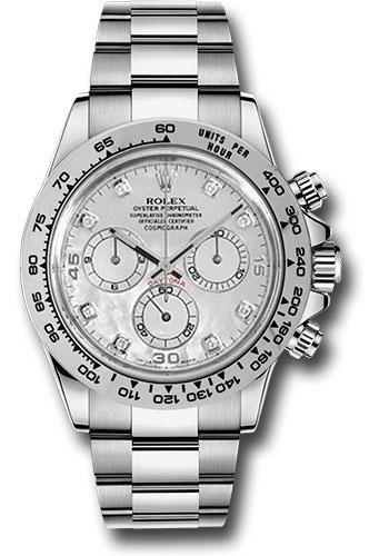 Rolex White Gold Cosmograph Daytona 40 Watch - White Mother-Of-Pearl Diamond Dial - 116509