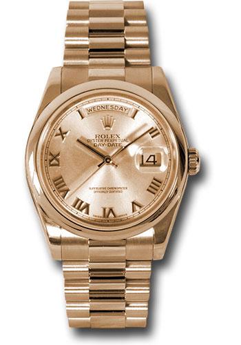 Rolex Day-Date 36 118205 in pink gold with pink champagne Roman dial and President bracelet