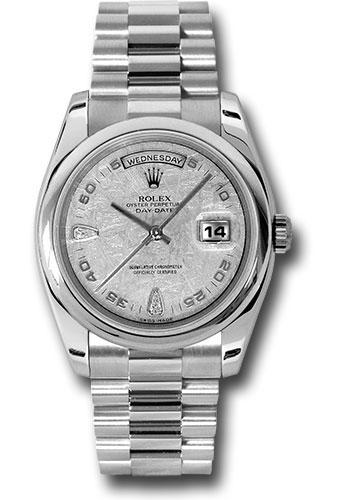 Rolex Day-Date 36 118206 in platinum with meteorite diamond dial and President bracelet