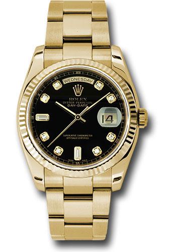 Rolex Day-Date 36 118238 in yellow gold with black diamond dial and Oyster bracelet