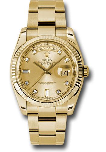 Rolex Day-Date 36 118238 in yellow gold with champagne diamond dial and Oyster bracelet