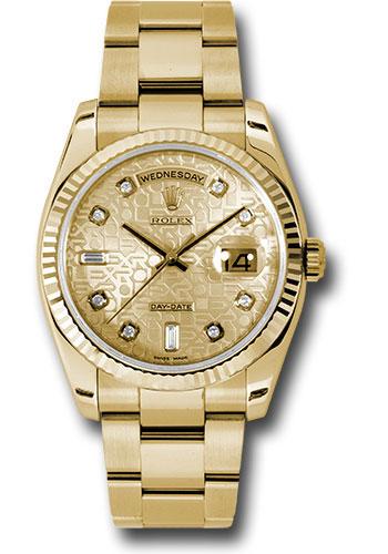 Rolex Day-Date 36 118238 in yellow gold with champagne Jubilee diamond dial and Oyster bracelet