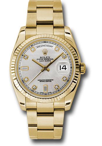 Rolex Day-Date 36 118238 with silver diamond dial