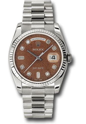 Rolex Day-Date 36 118239 in white gold with havana brown diamond dial and President bracelet