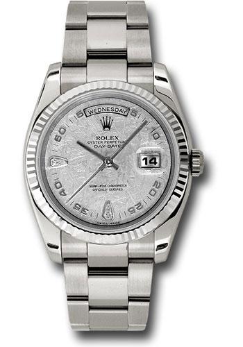 Rolex Day-Date 36 118239 in white gold with meteorite diamond dial and Oyster bracelet