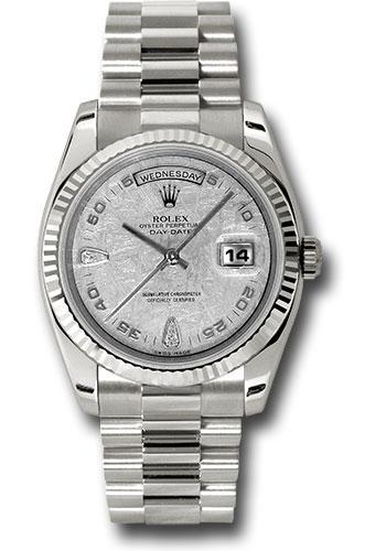 Rolex Day-Date 36 118239 in white gold with meteorite diamond dial and President bracelet
