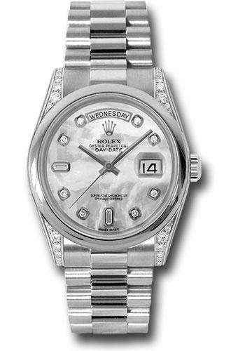 Rolex Day-Date 36 118296 in platinum with mother-of-pearl diamond dial and President bracelet