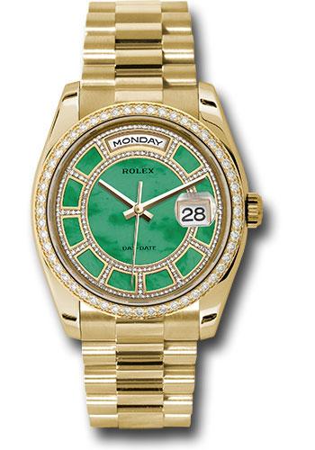 Rolex Day-Date 36 118348 in yellow gold with carousel of green jade diamond dial and President bracelet