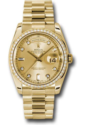 Rolex Day-Date 36 118348 in yellow gold with champagne diamond dial and President bracelet