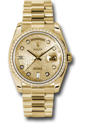 Rolex Day-Date 36 118348 in yellow gold with champagne Jubilee diamond dial and President bracelet