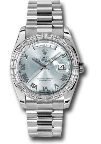 Rolex Platinum Day-Date 36 Watch -  Bezel - Glacier Blue Roman Dial - President Bracelet - 118366