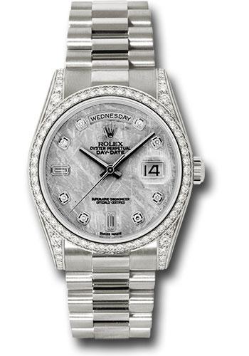 Rolex Day-Date 36 118389 in white gold with meteorite diamond dial and President bracelet