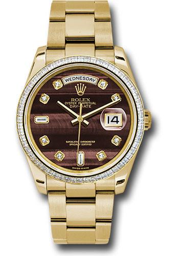 Rolex Day-Date 36 118398 in yellow gold with bulls eye diamond dial and Oyster bracelet