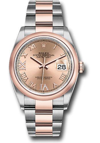 Rolex Steel and Everose Rolesor Datejust 36 Watch - Domed Bezel - Rose Roman Dial - Oyster Bracelet - 126201
