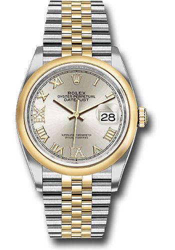 Rolex Steel and Yellow Gold Rolesor Datejust 36 Watch - Domed Bezel - Silver Roman Dial - Jubilee Bracelet - 126203