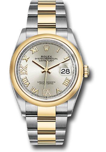 Rolex Steel and Yellow Gold Rolesor Datejust 36 Watch - Domed Bezel - Silver Roman Dial - Oyster Bracelet - 126203