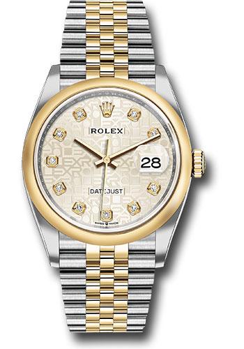 Rolex Steel and Yellow Gold Rolesor Datejust 36 Watch - Domed Bezel - Silver Jubilee Diamond Dial - Jubilee Bracelet - 126203