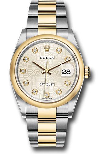 Rolex Steel and Yellow Gold Rolesor Datejust 36 Watch - Domed Bezel - Silver Jubilee Diamond Dial - Oyster Bracelet - 126203