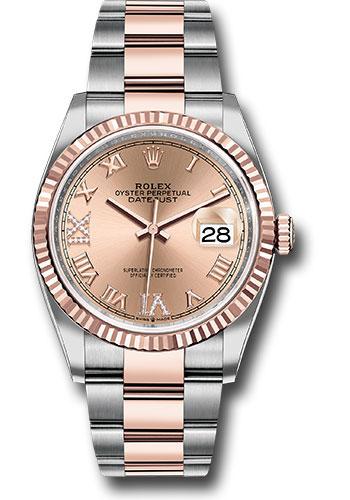 Rolex Steel and Everose Rolesor Datejust 36 Watch - Fluted Bezel - Rose Roman Dial - Oyster Bracelet - 126231
