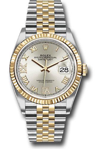 Rolex Steel and Yellow Gold Rolesor Datejust 36 Watch - Fluted Bezel - Silver Roman Dial - Jubilee Bracelet - 126233