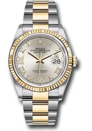 Rolex Steel and Yellow Gold Rolesor Datejust 36 Watch - Fluted Bezel - Silver Roman Dial - Oyster Bracelet - 126233