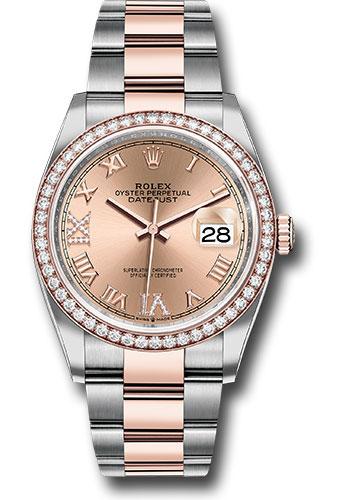 Rolex Steel and Everose Rolesor Datejust 36 Watch - Diamond Bezel - Rose Roman Dial - Oyster Bracelet - 126281RBR