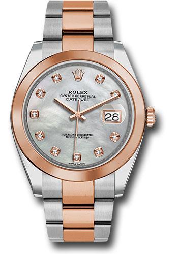 Rolex Steel and Everose Gold Rolesor Datejust 41 Watch - Smooth Bezel - Mother-of-Pearl Diamond Dial - Oyster Bracelet - 126301