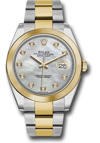 Rolex Steel and Yellow Gold Rolesor Datejust 41 Watch - Smooth Bezel - Mother-of-Pearl Diamond Dial - Oyster Bracelet - 126303