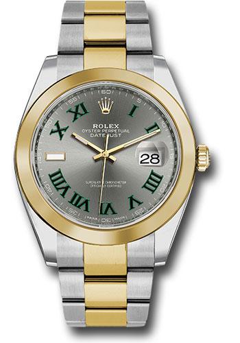 Rolex Steel and Yellow Gold Rolesor Datejust 41 Watch - Smooth Bezel - Slate Green Roman Dial - Oyster Bracelet - 126303