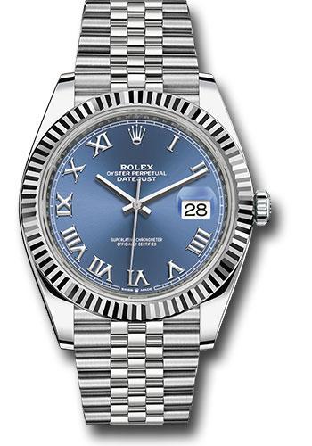 Rolex Steel and White Gold Rolesor Datejust 41 Watch - Fluted Bezel - Blue Roman Dial - Jubilee Bracelet - 126334