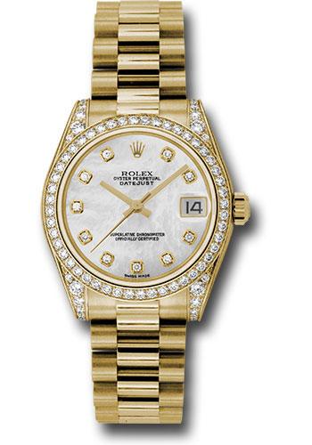 Rolex Yellow Gold Datejust 31 Watch - 48 Diamond Bezel - Mother-Of-Pearl Diamond Dial - President Bracelet - 178158