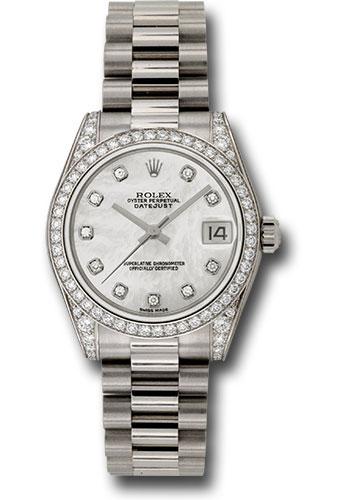 Rolex White Gold Datejust 31 Watch - 48 Diamond Bezel - Mother-Of-Pearl Diamond Dial - President Bracelet - 178159