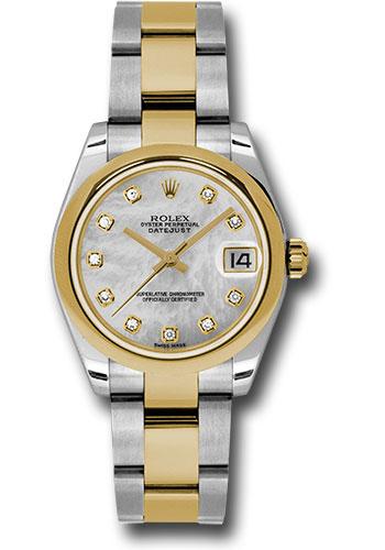 Rolex Steel and Yellow Gold Datejust 31 Watch - Domed Bezel - Mother-Of-Pearl Diamond Dial - Oyster Bracelet - 178243