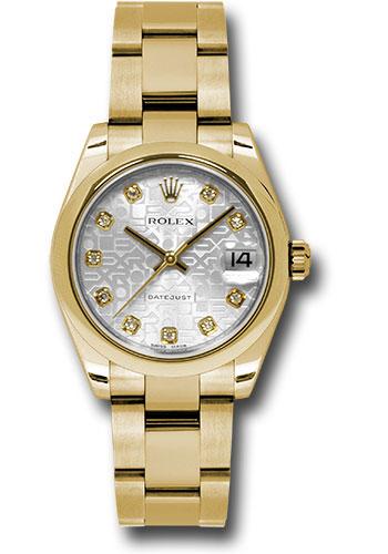 Rolex Yellow Gold Datejust 31 Watch - Domed Bezel - Silver Jubilee Diamond Dial - Oyster Bracelet - 178248