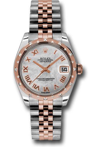 Rolex Steel and Everose Gold Datejust 31 Watch - 24 Diamond Bezel - Mother-Of-Pearl Roman Dial - Jubilee Bracelet - 178341