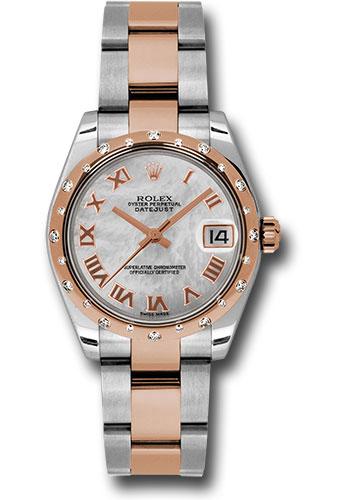 Rolex Steel and Everose Gold Datejust 31 Watch - 24 Diamond Bezel - Mother-Of-Pearl Roman Dial - Oyster Bracelet - 178341