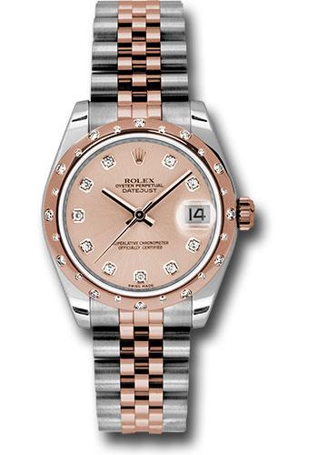 Rolex Steel and Everose Gold Datejust 31 Watch - 24 Diamond Bezel - Pink Diamond Dial - Jubilee Bracelet - 178341