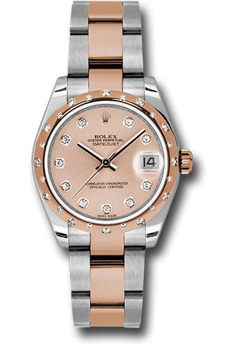 Rolex Steel and Everose Gold Datejust 31 Watch - 24 Diamond Bezel - Pink Diamond Dial - Oyster Bracelet - 178341