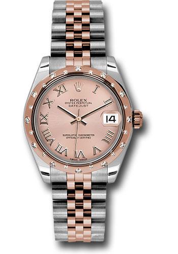 Rolex Steel and Everose Gold Datejust 31 Watch - 24 Diamond Bezel - Pink Roman Dial - Jubilee Bracelet - 178341