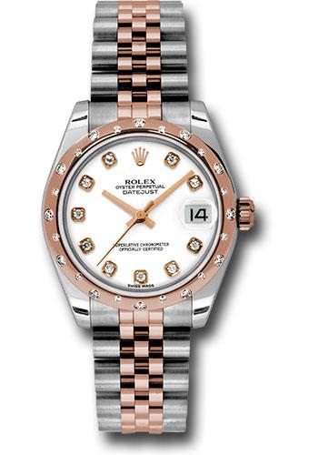 Rolex Steel and Everose Gold Datejust 31 Watch - 24 Diamond Bezel - White Diamond Dial - Jubilee Bracelet - 178341