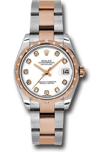 Rolex Steel and Everose Gold Datejust 31 Watch - 24 Diamond Bezel - White Diamond Dial - Oyster Bracelet - 178341
