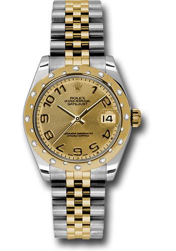 Rolex Steel and Yellow Gold Datejust 31 Watch - 24 Diamond Bezel - Champagne Concentric Circle Arabic Dial - Jubilee Bracelet - 178343
